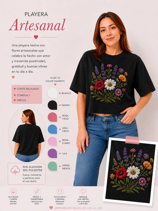 PLAYERA CROP TOP ARTESANAL
