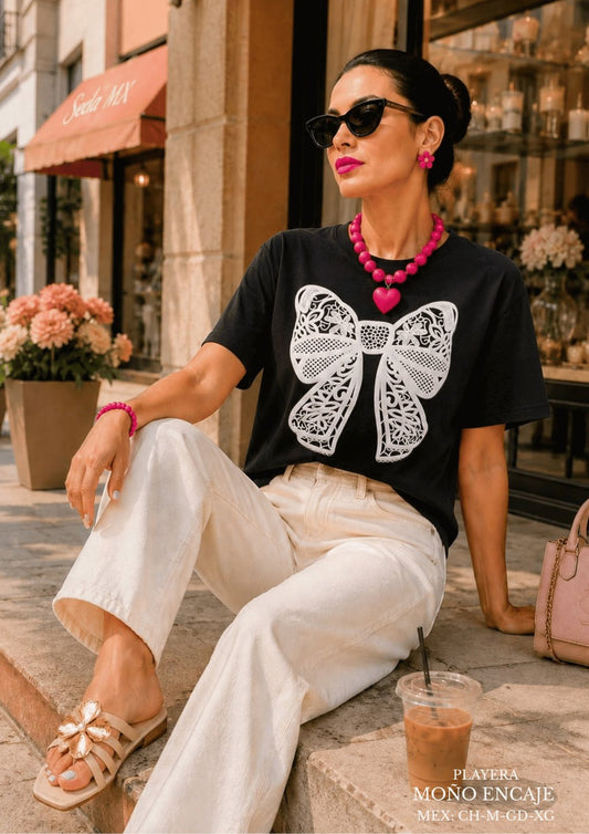 PLAYERA MOÑO ENCAJE