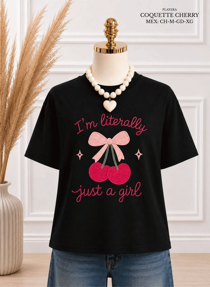PLAYERA COQUETTE CHERRY NEGRO