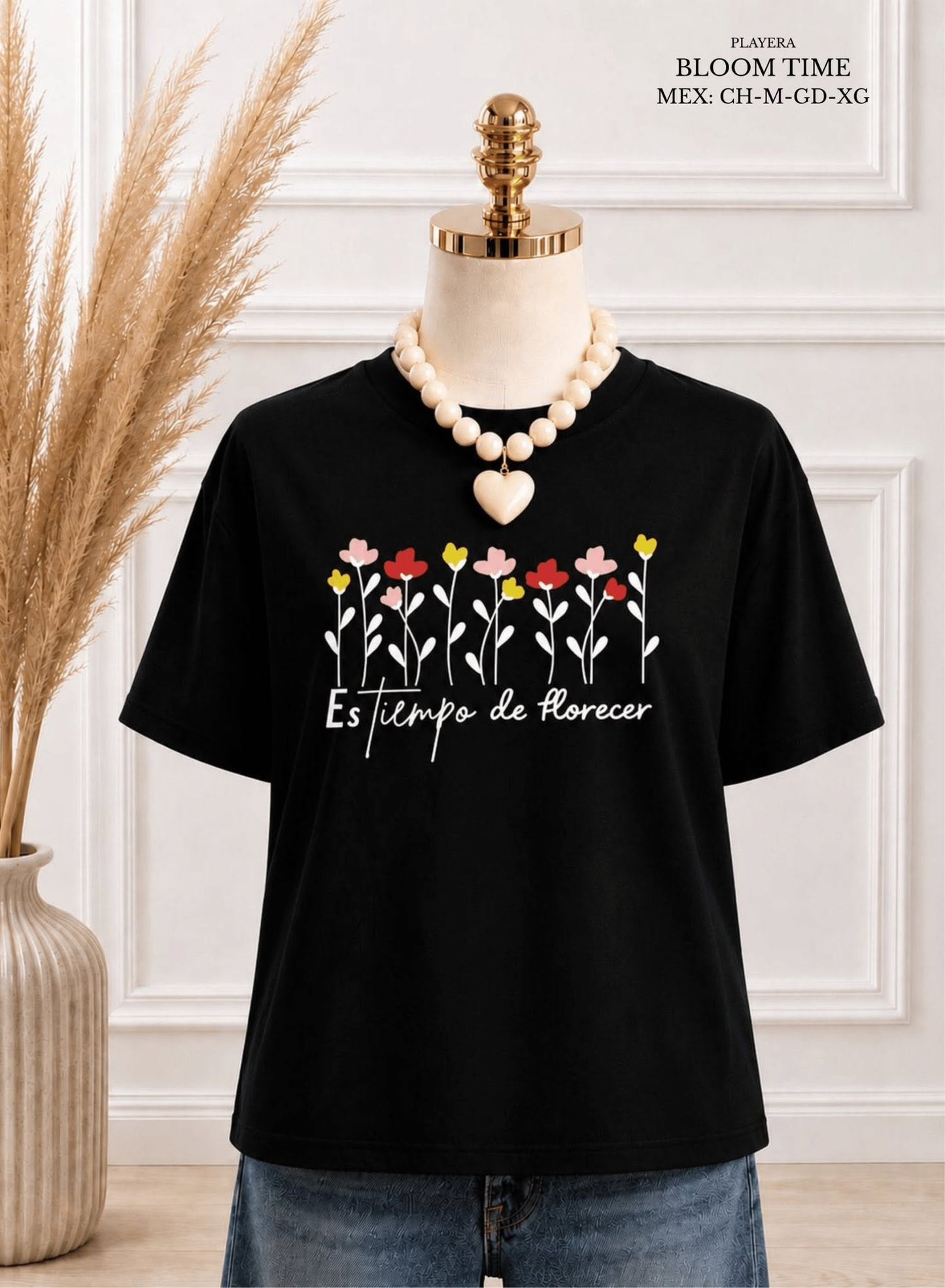PLAYERA BLOOM TIME NEGRO