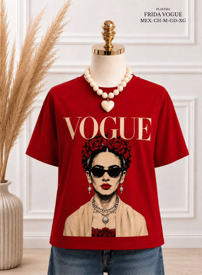 PLAYERA FRIDA VOGUE ROJO