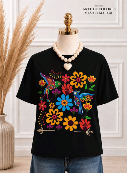 PLAYERA ARTE DE COLORES NEGRO