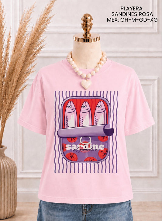 PLAYERA SARDINES ROSA