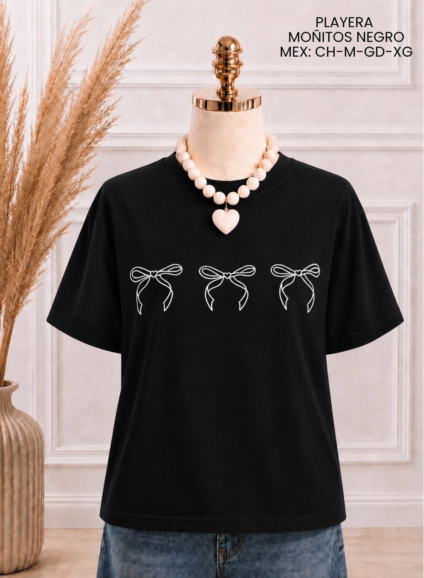 PLAYERA MOÑITOS NEGRO