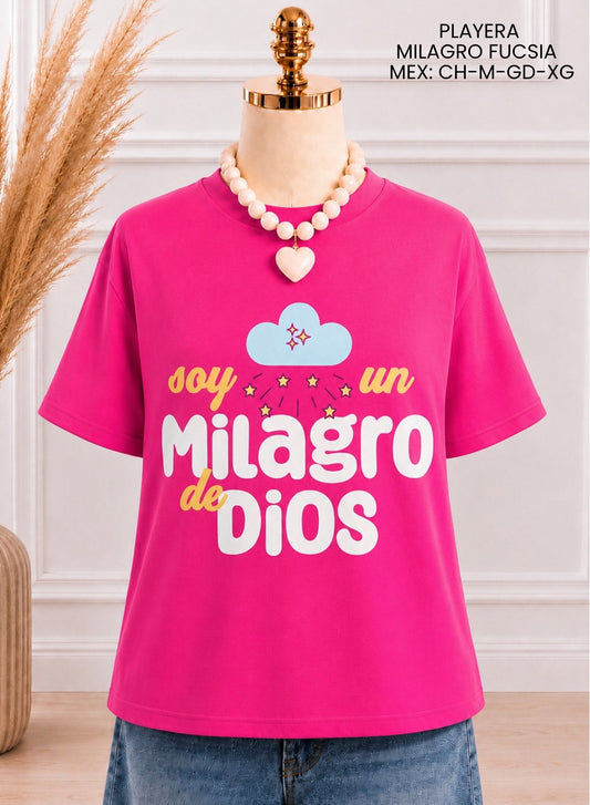 PLAYERA MILAGRO FUCSIA