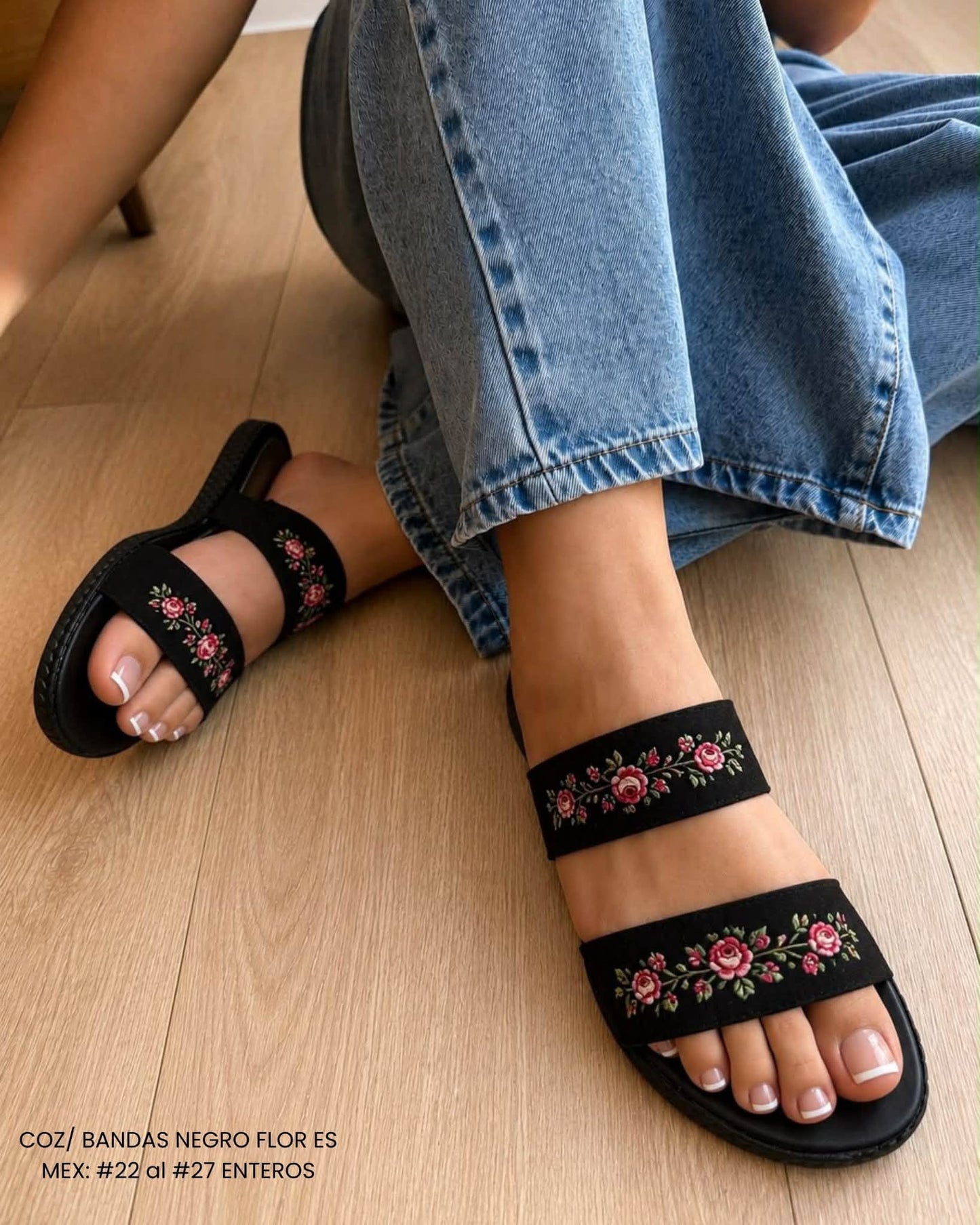 COZ BANDAS NEGRO FLORES