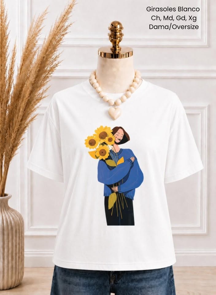 PLAYERA GIRASOLES BLANCO