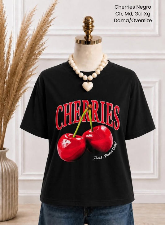 PLAYERA CHERRIES NEGRO