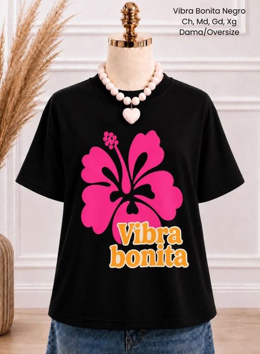 PLAYERA VIBRA BONITA NEGRO