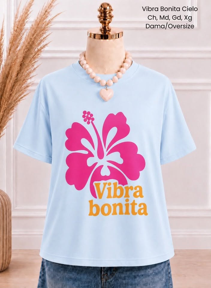 PLAYERA VIBRA BONITA CIELO