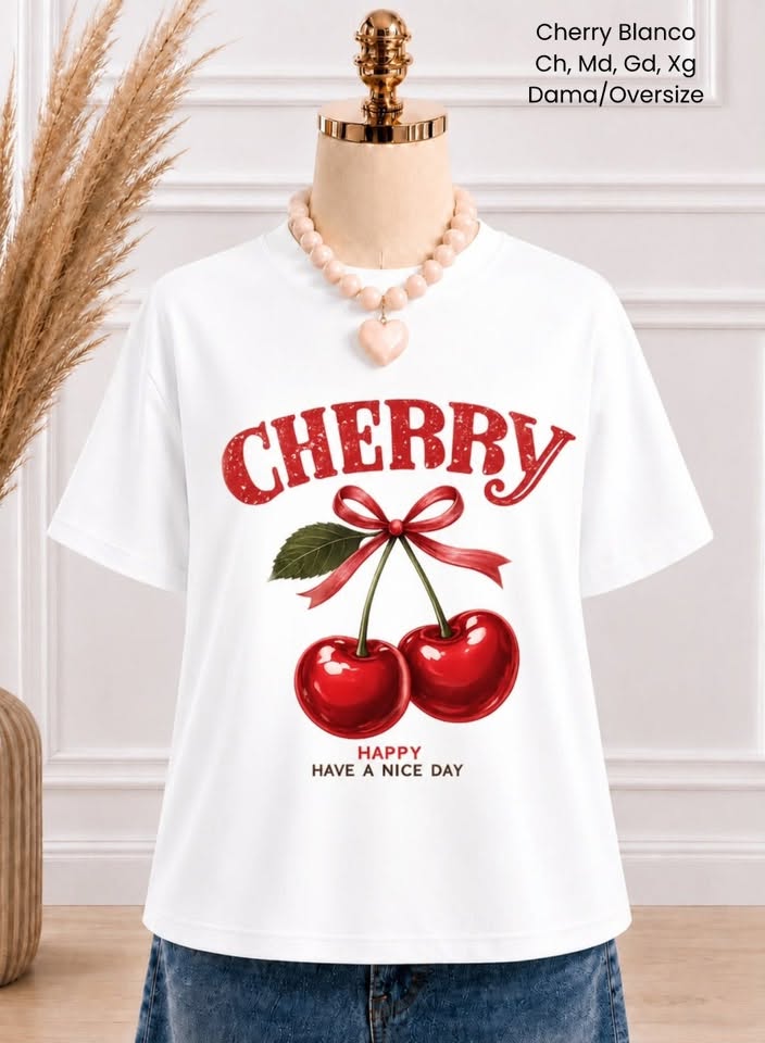 PLAYERA CHERRY BLANCO