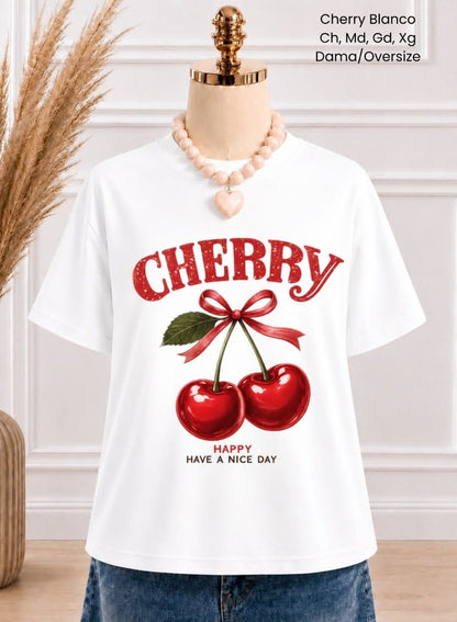 PLAYERA CHERRY BLANCO