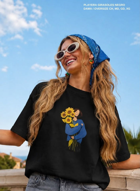 PLAYERA GIRASOLES NEGRO
