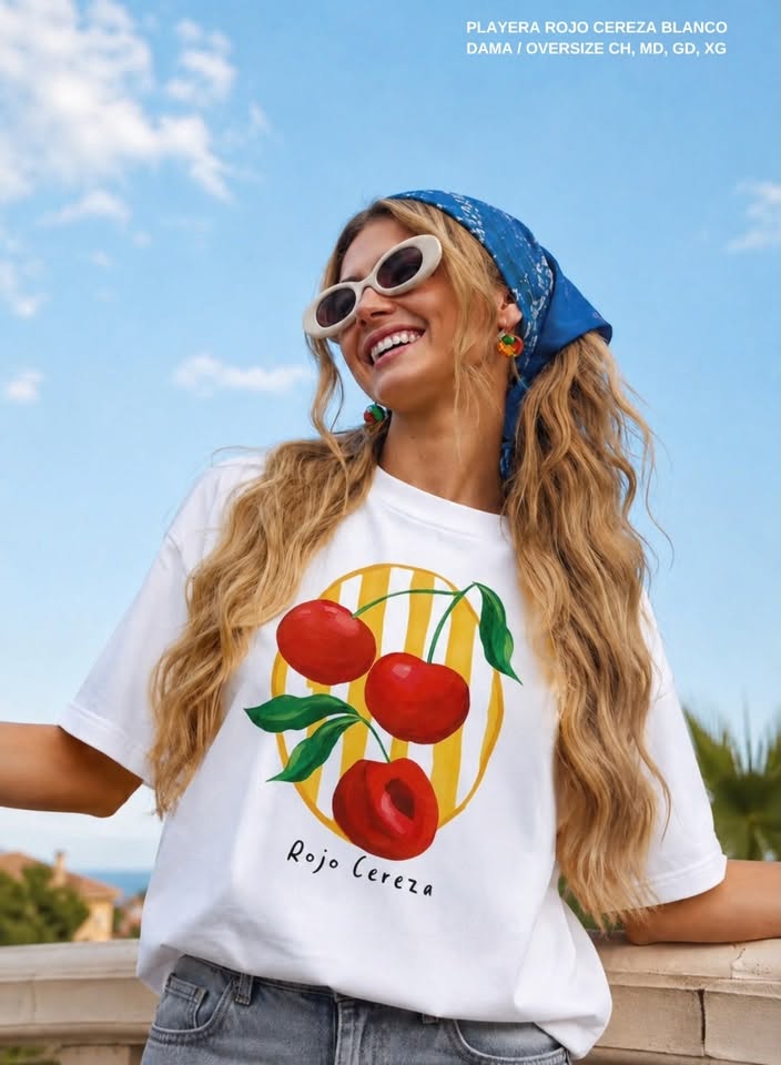 PLAYERA ROJO CEREZA BLANCO