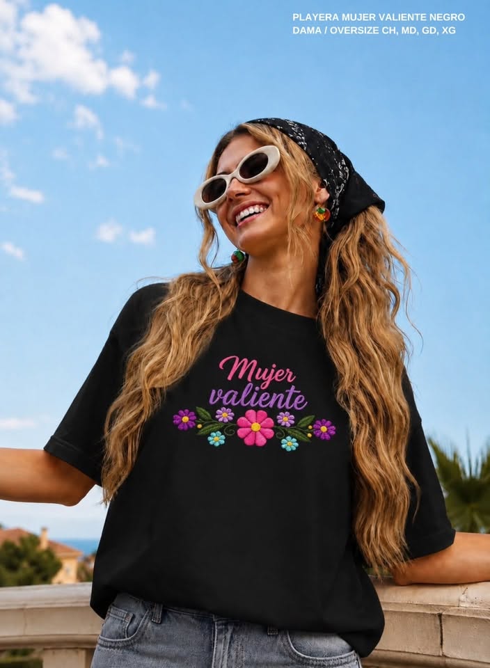 PLAYERA MUJER VALIENTE NEGRO
