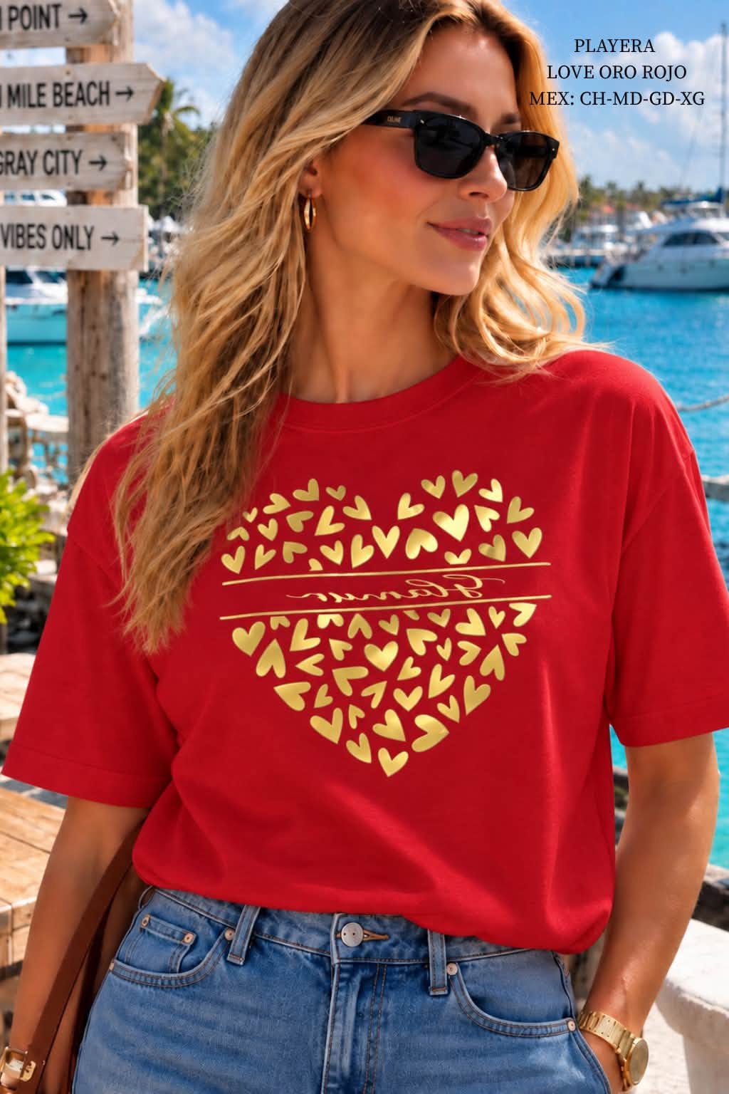 PLAYERA LOVE ORO ROJO