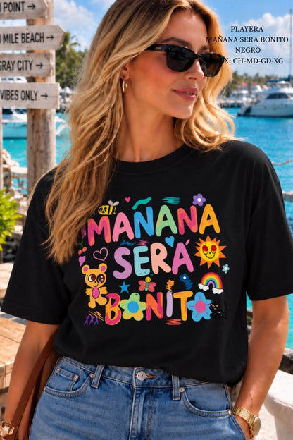 PLAYERA MAÑANA SERA BONITO NEGRO