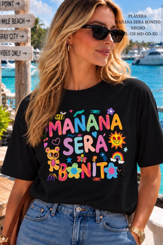 PLAYERA MAÑANA SERA BONITO NEGRO