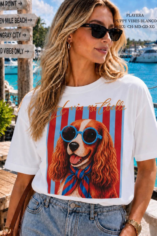 PLAYERA PUPPY VIBES BLANCO