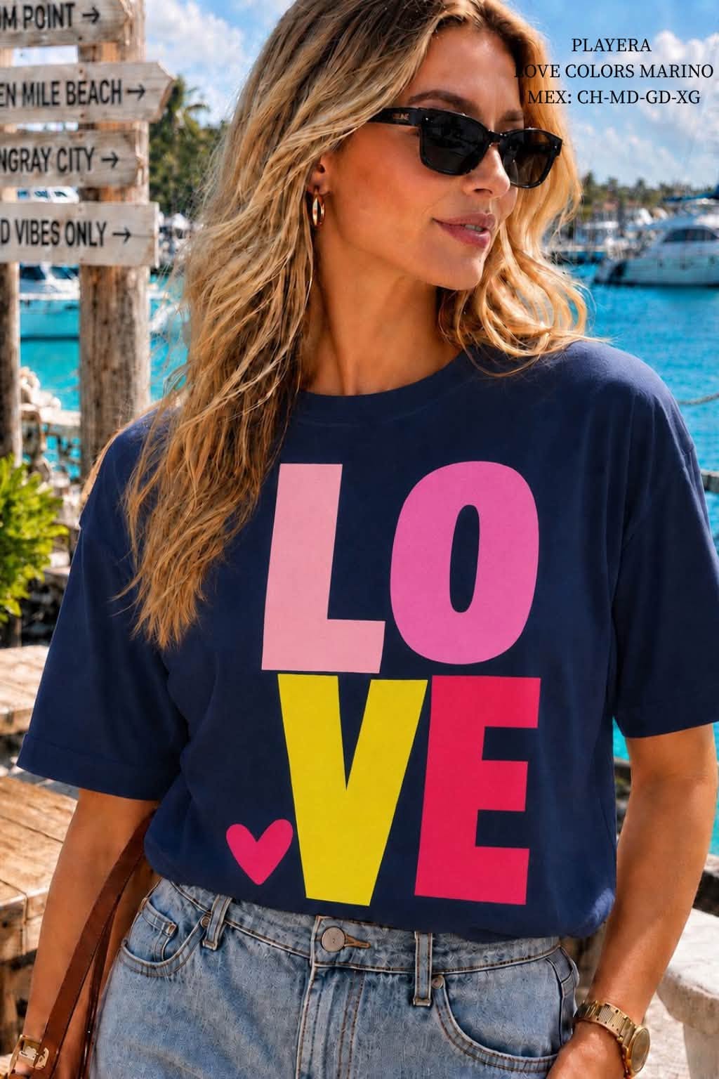PLAYERA LOVE COLORS MARINO