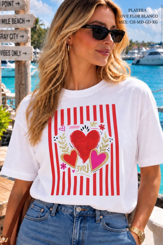 PLAYERA LOVE FLOR BLANCO
