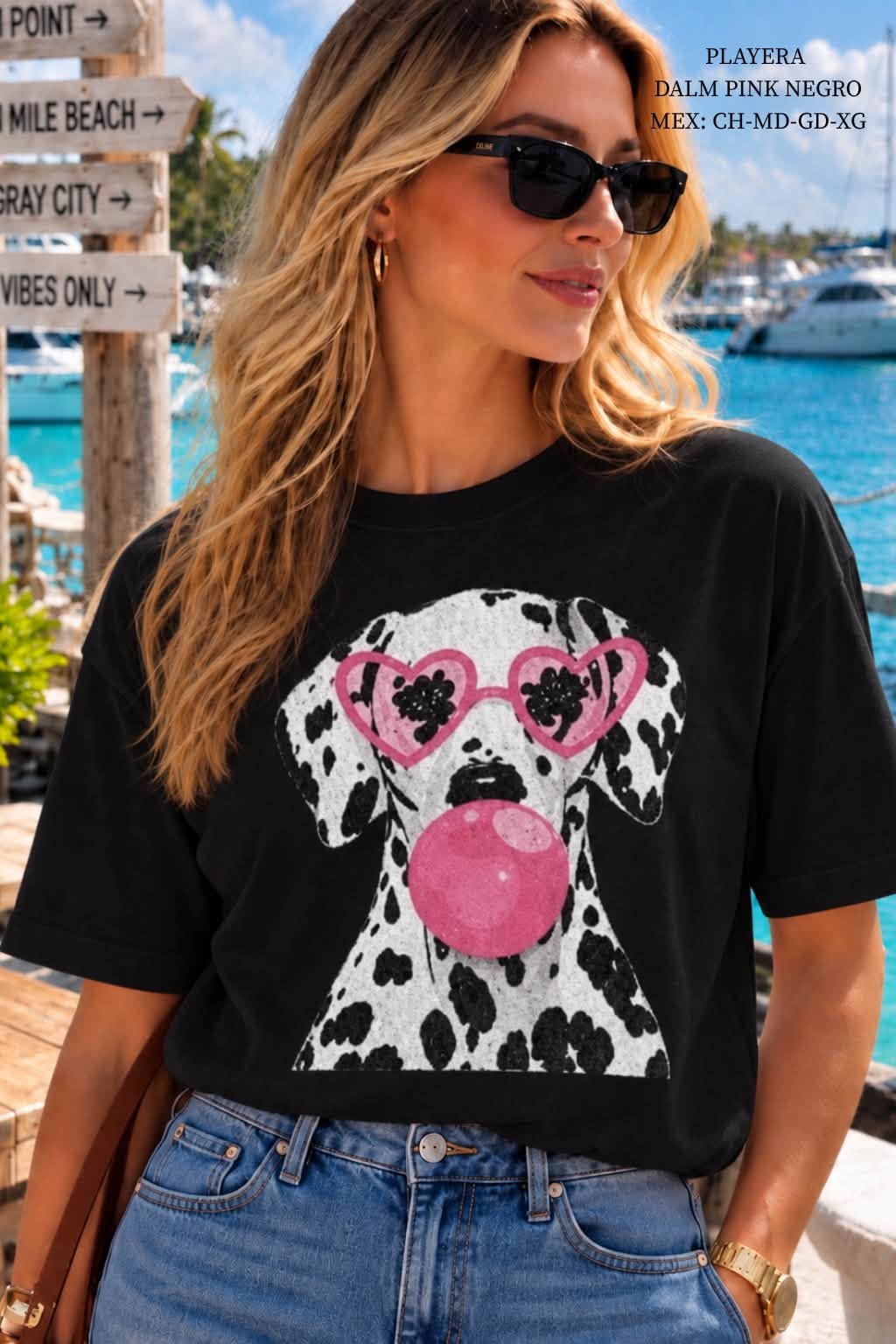 PLAYERA DALM PINK NEGRO