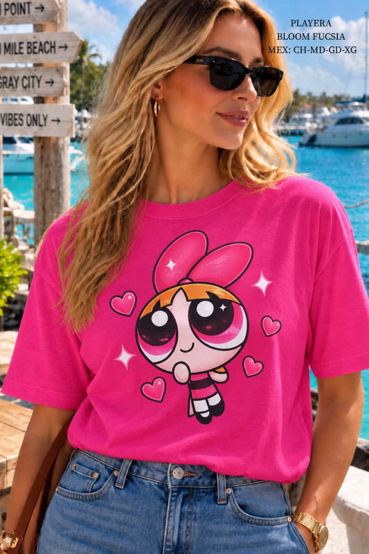 PLAYERA BLOOM FUCSIA
