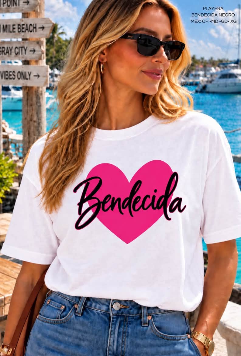 PLAYERA BENDECIDA NEGRO
