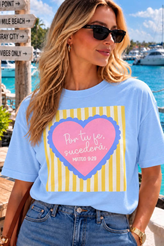 PLAYERA MATEO 9:29 CELESTE