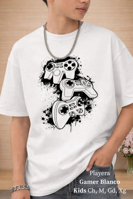 PLAYERA GAMER BLANCO