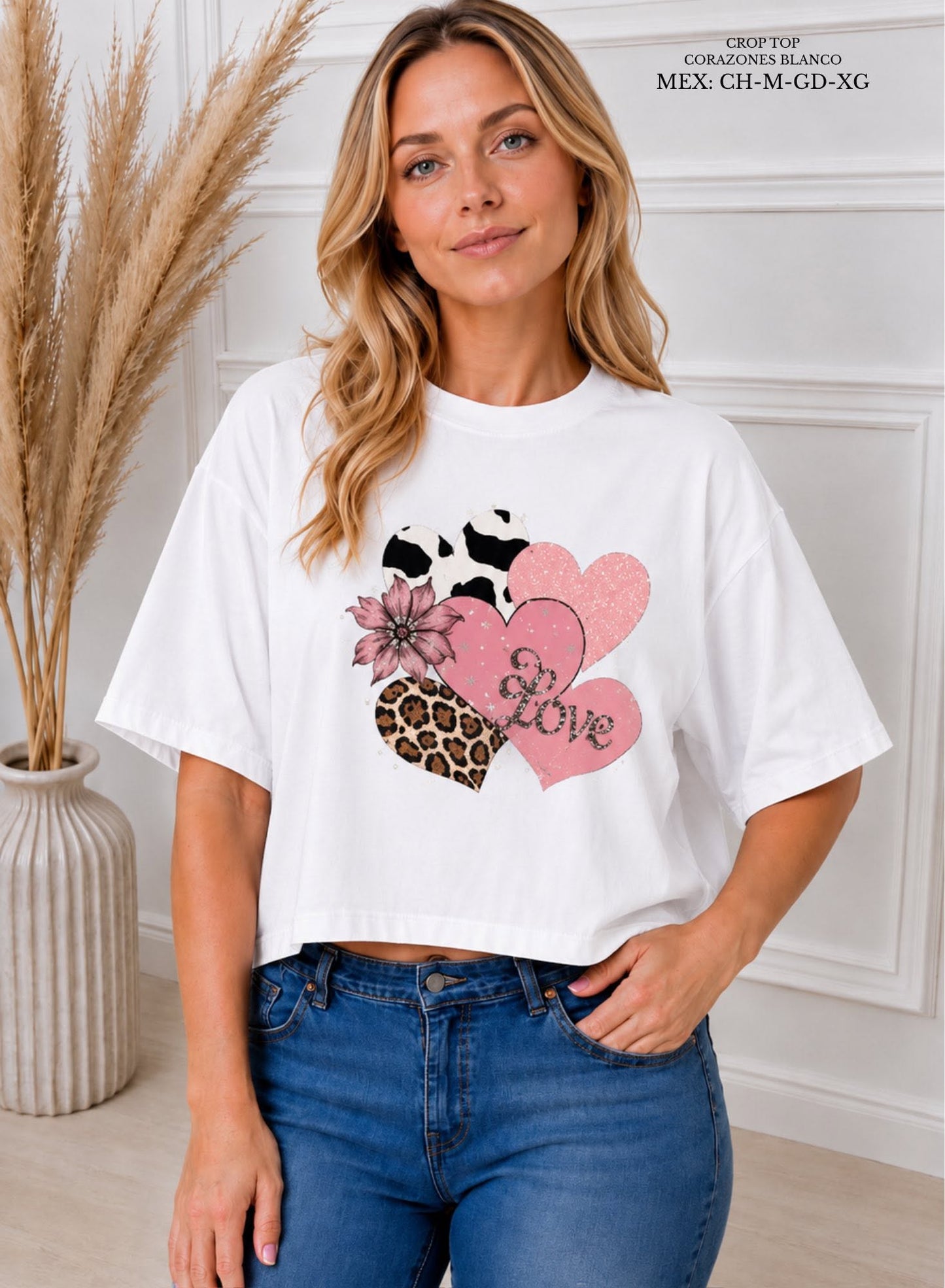 CROP TOP CORAZONES BLANCO