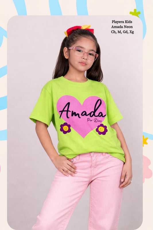 PLAYERA KIDS AMADA NEON