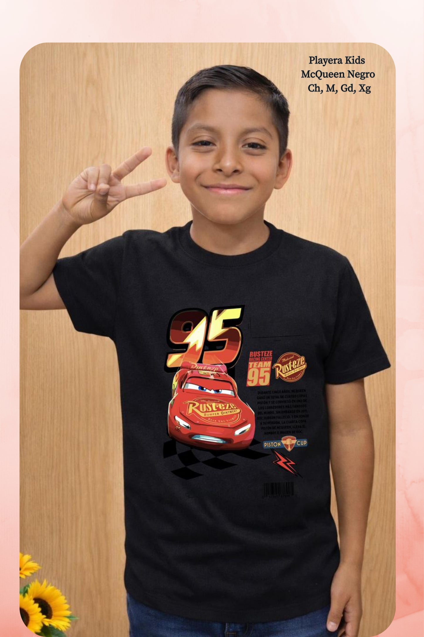 PLAYERA KIDS MCQUEEN NEGRO