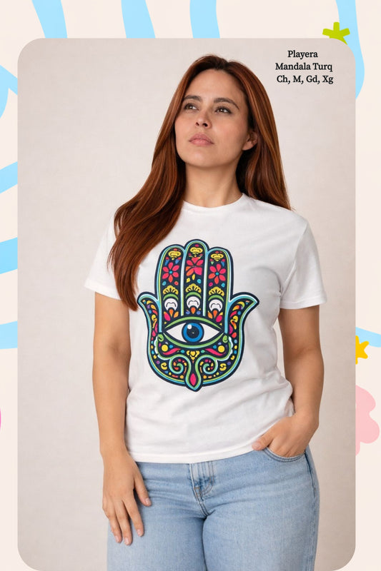 PLAYERA MANDALA TURQ