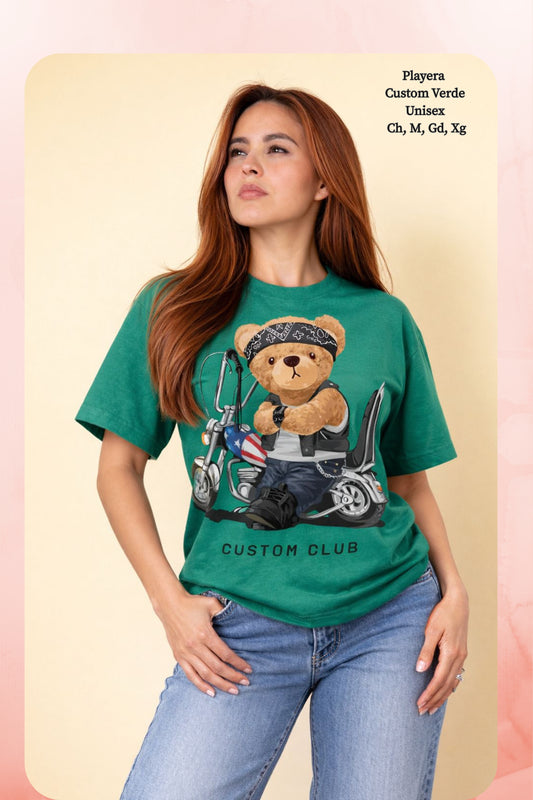 PLAYERA CUSTOM VERDE DAMA