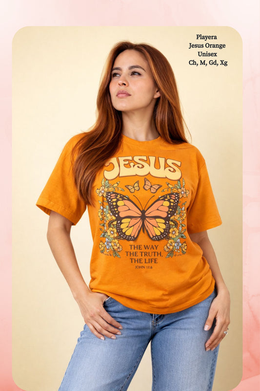 PLAYERA JESUS ORANGE DAMA