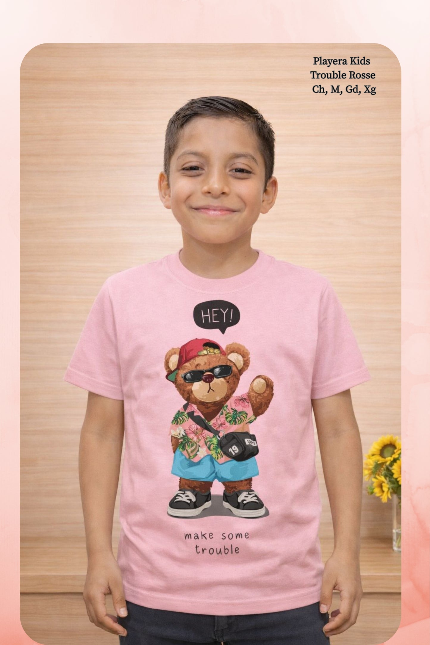 PLAYERA KIDS TROUBLE ROSSE