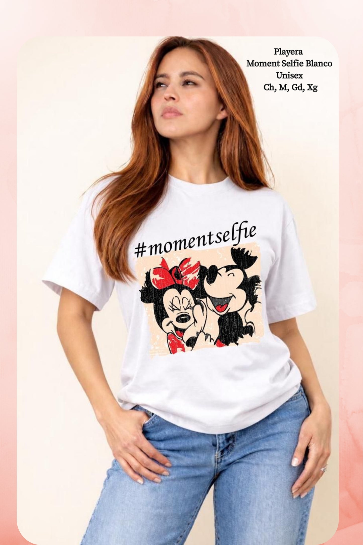 PLAYERA MOMENT SELFIE BLANCO DAMA