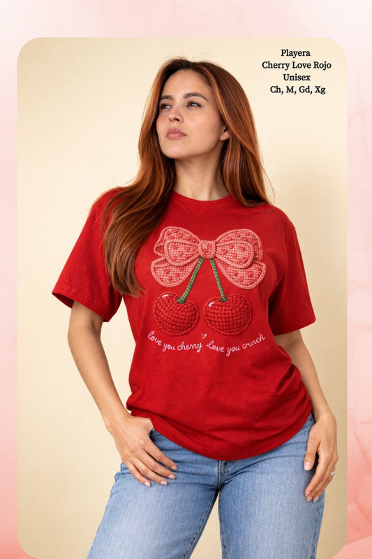 PLAYERA CHERRY LOVE ROJO