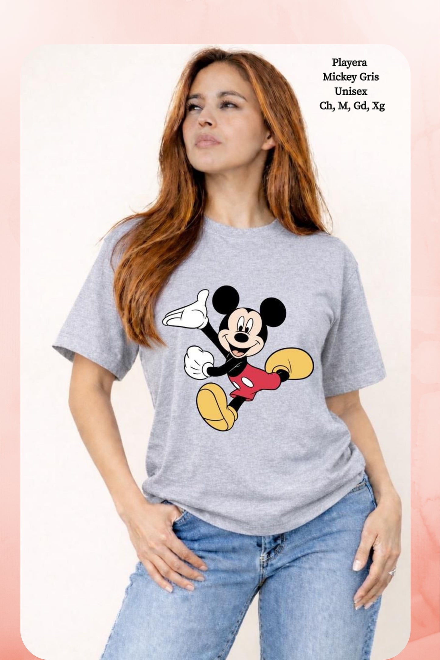 PLAYERA MICKEY GRIS DAMA