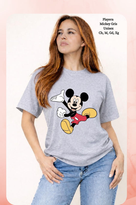 PLAYERA MICKEY GRIS DAMA