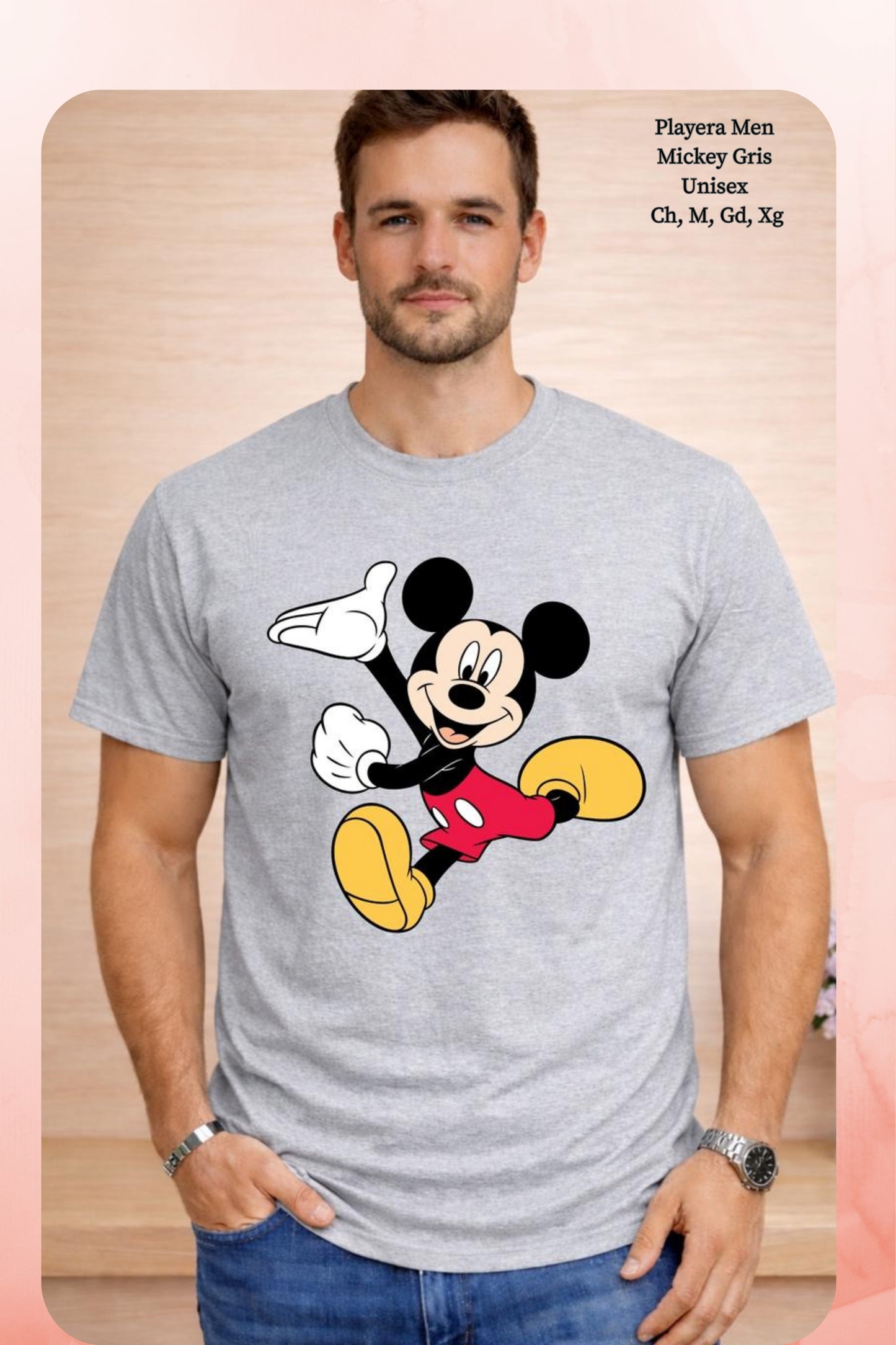 PLAYERA MEN MICKEY GRIS
