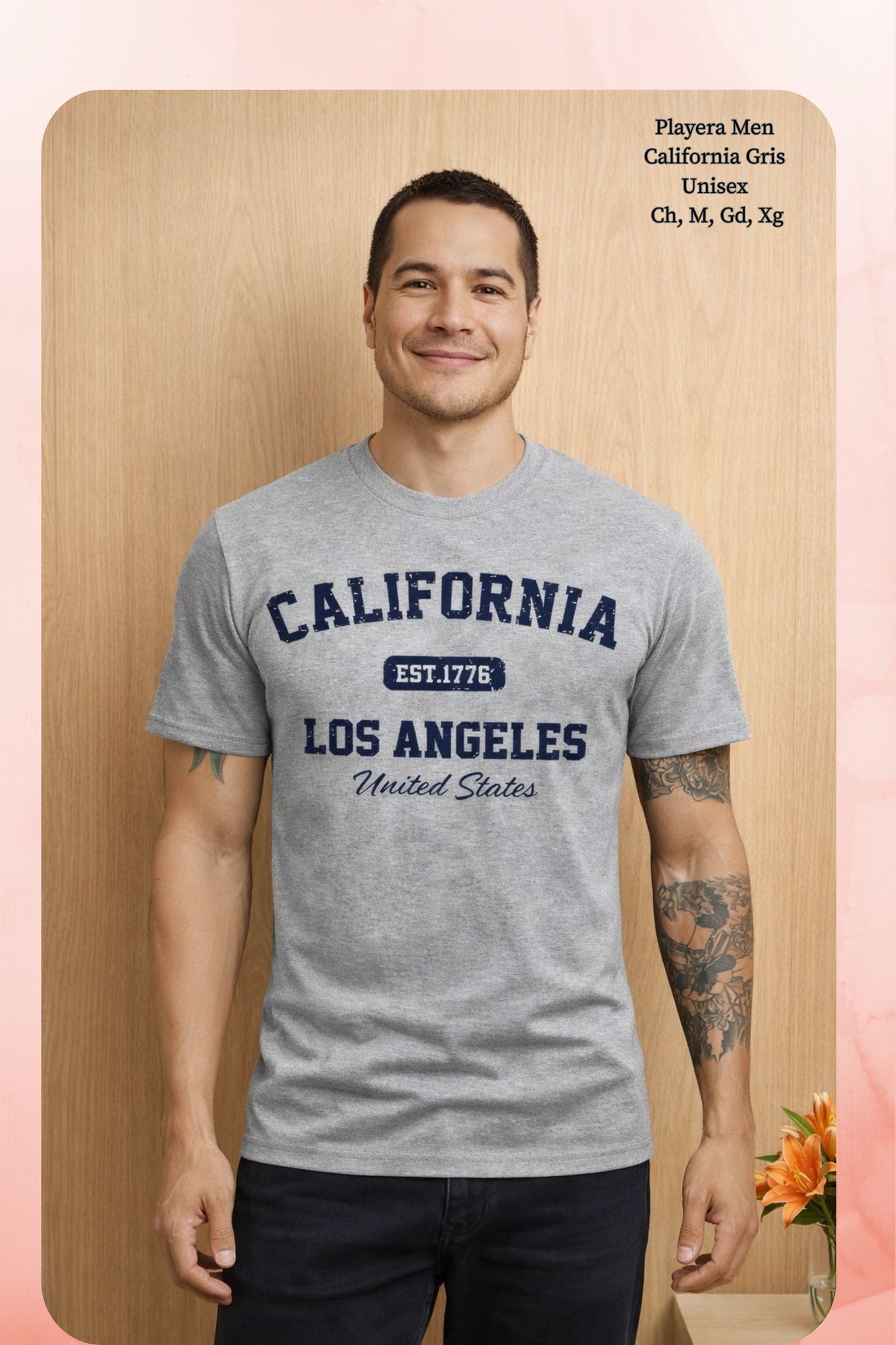 PLAYERA MEN CALIFORNIA GRIS