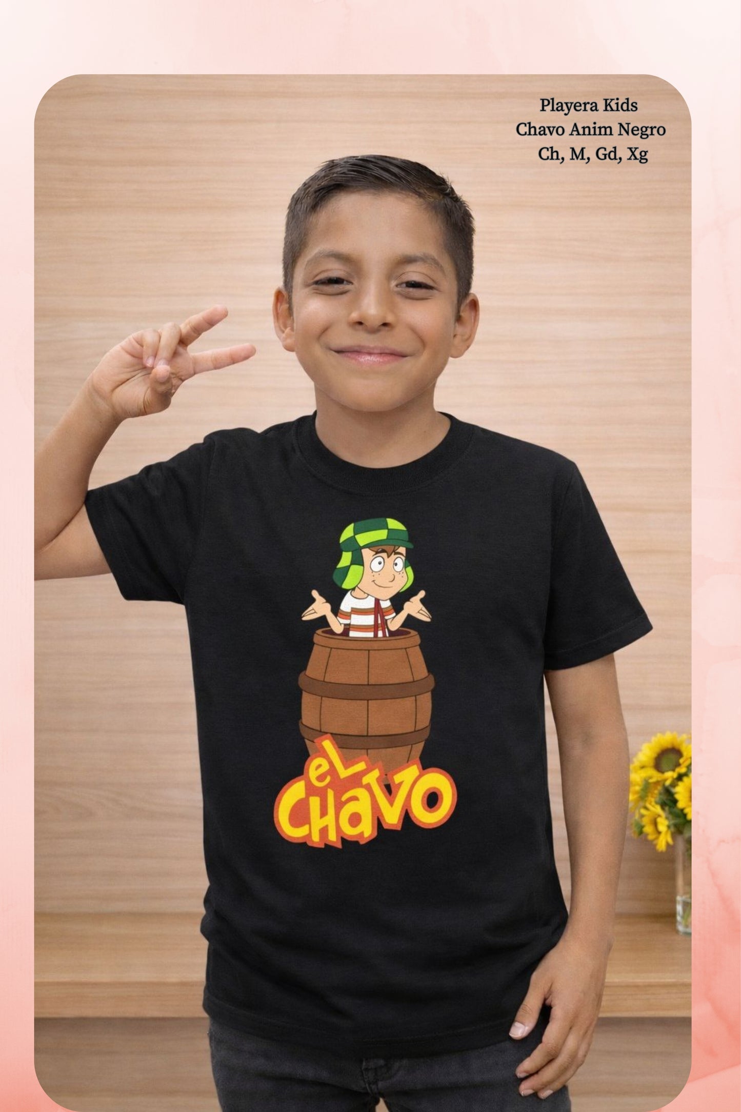 PLAYERA KIDS CHAVO ANIM NEGRO