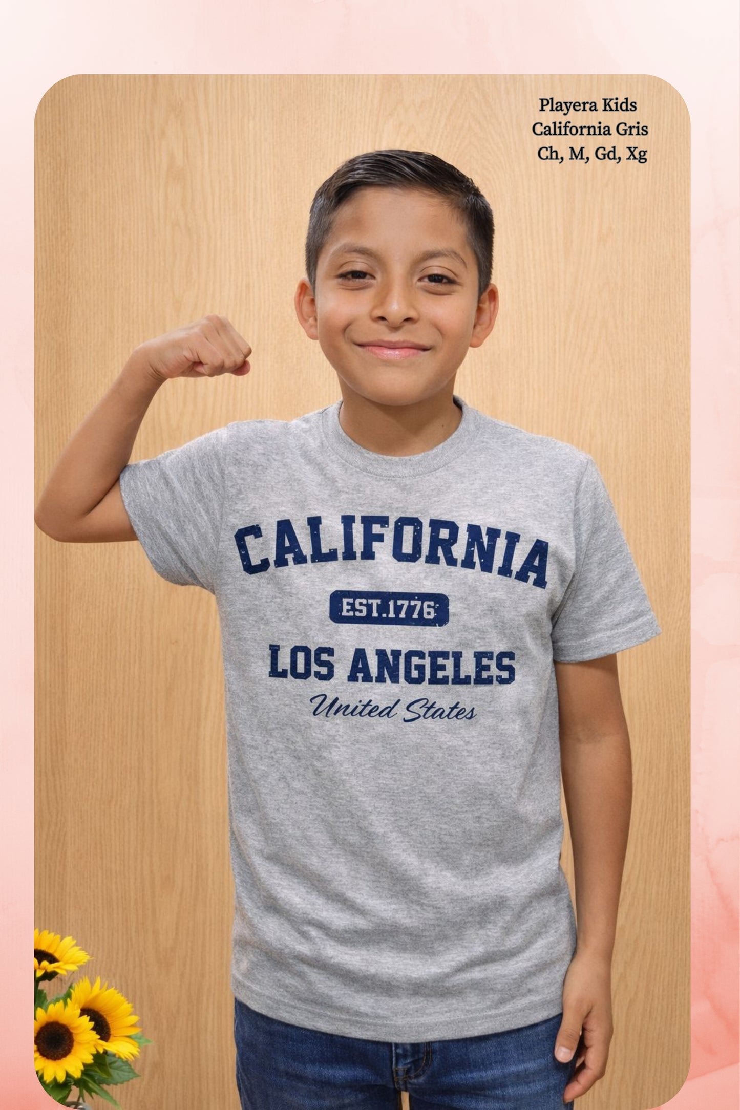 PLAYERA KIDS CALIFORNIA GRIS