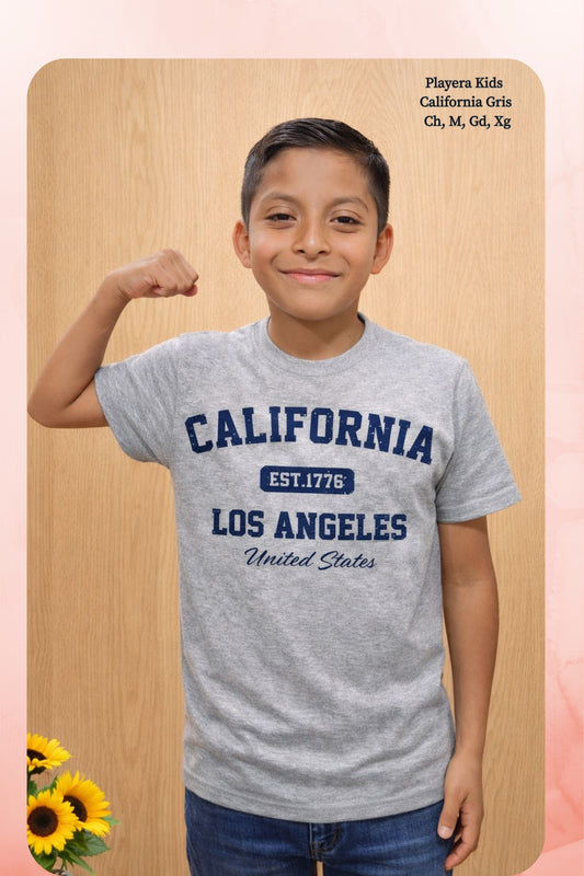 PLAYERA KIDS CALIFORNIA GRIS