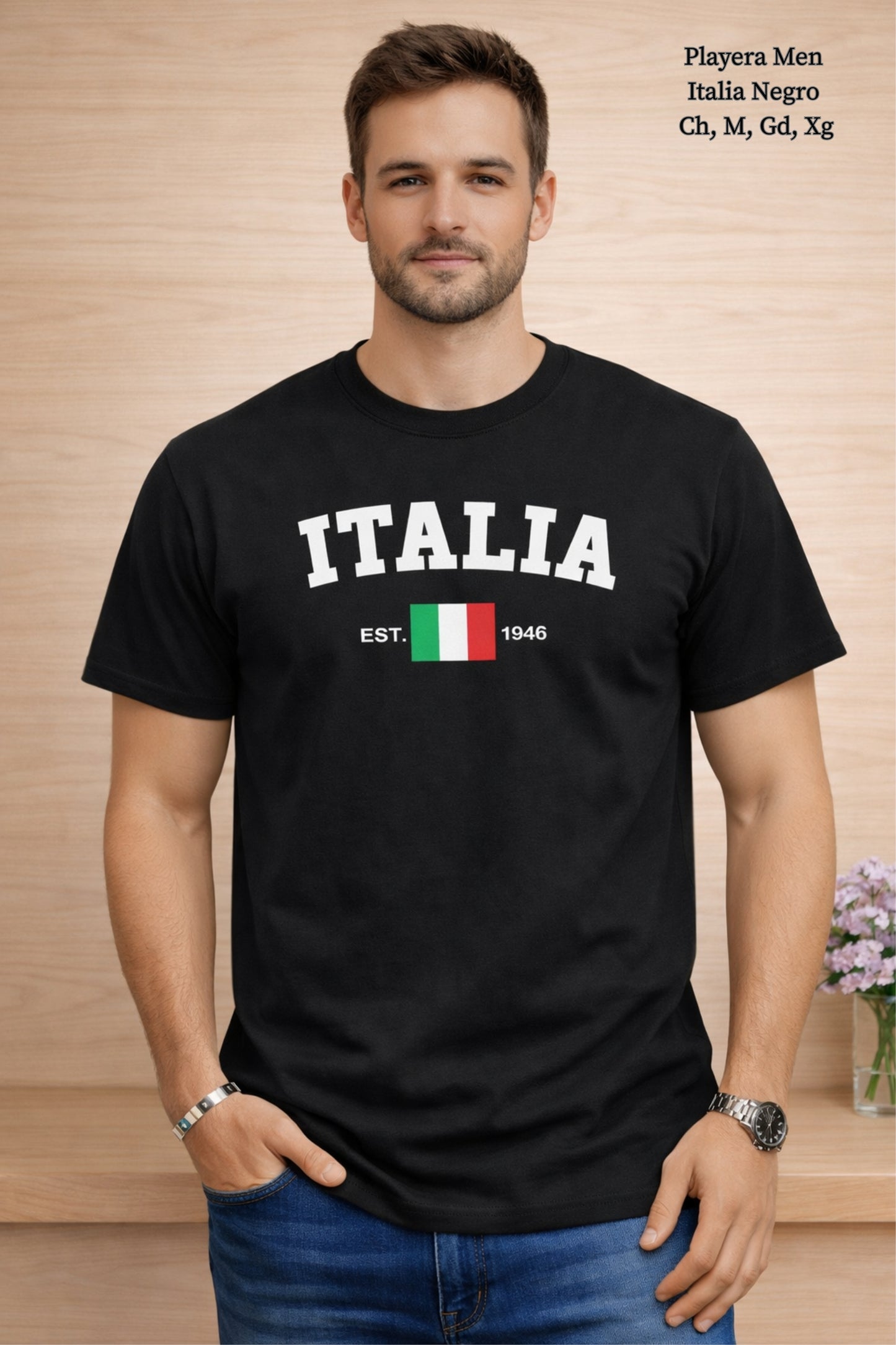PLAYERA MEN ITALIA NEGRO