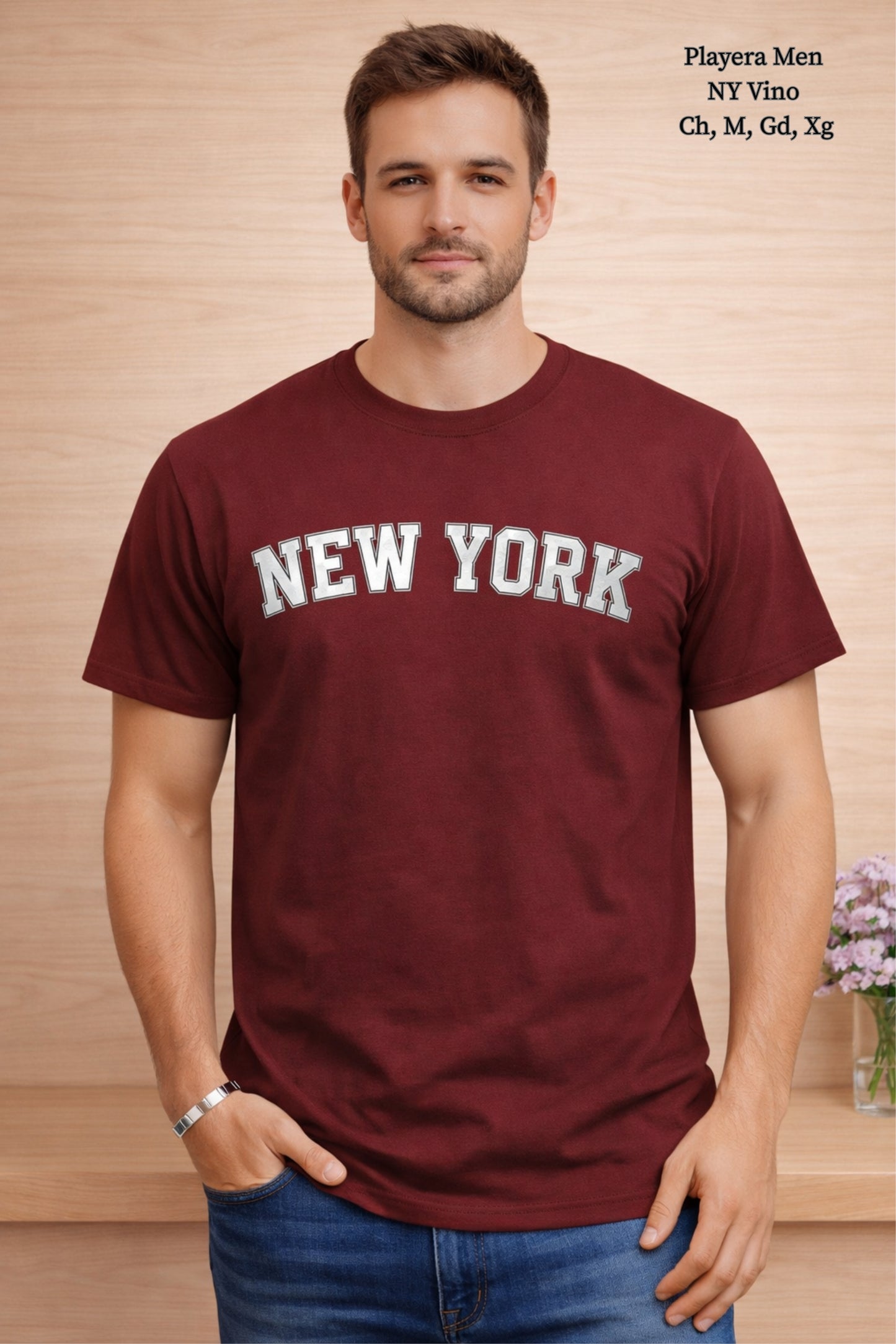 PLAYERA MEN NY VINO