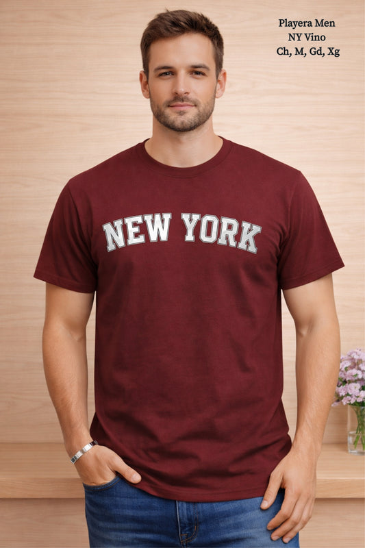 PLAYERA MEN NY VINO