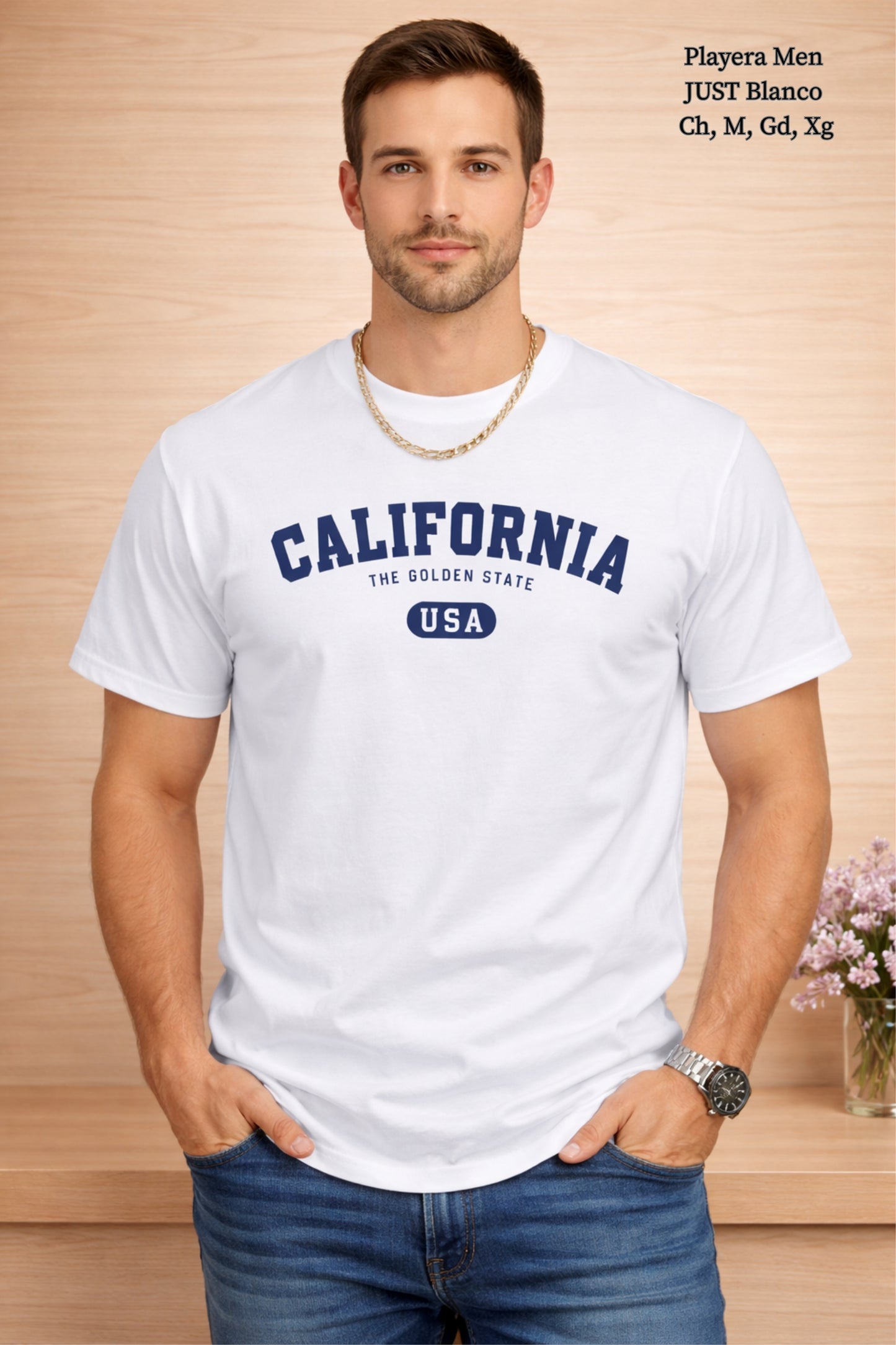 PLAYERA MEN CALIFORNIA BLANCO